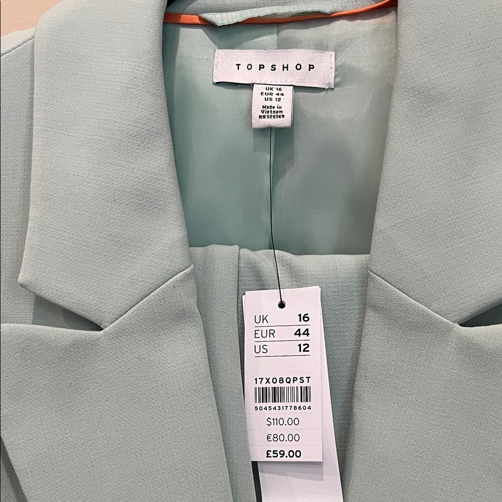 NWT Topshop Mint Green Belted Suit - Blazer & Pants - Picture 3 of 11